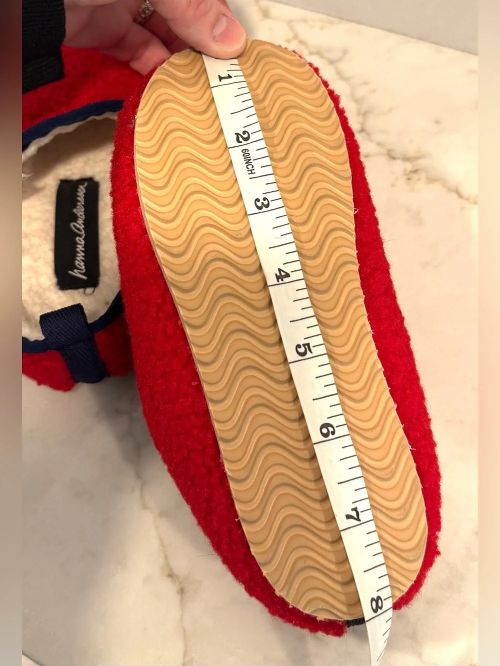 Hanna Andersson red sherpa-style slippers